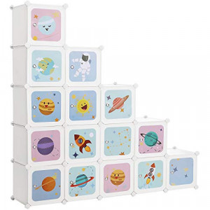 Sistem de depozitare modular, 15 cuburi Model Payton, Alb, 123x31x123 cm - Img 2