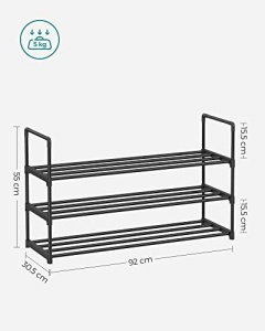 Suport pantofi Model Kaisley, Negru, 92x30x55 cm - Img 3