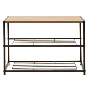 Suport Pantofi Ramon 6 Perechi Culoare Stejar Modern Cu Cadru Metalic Negru 63x30x43 cm - Img 2