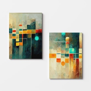 Tablou, 2 bucati 2KNV4318 Multicolor 110x70 cm - Img 3