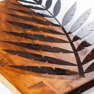 Tablou din lemn si metal Leaf Nuc 50x58 cm - Img 4