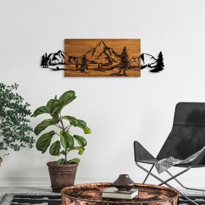 Tablou din lemn si metal Mountain Nuc 29x93 cm - Img 3