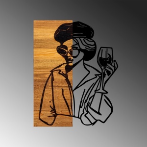 Tablou din lemn si metal Woman Negru 39x3x50 cm - Img 4