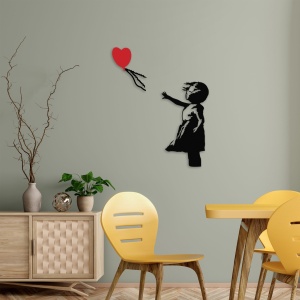 Tablou metalic Banksy Negru 105x85 cm - Img 2