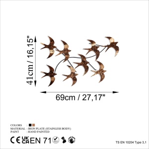Tablou metalic Flying Multicolor 69x41x7 cm - Img 7