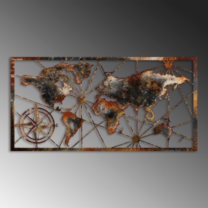 Tablou metalic World Multicolor 120x60x1.5mm - Img 4