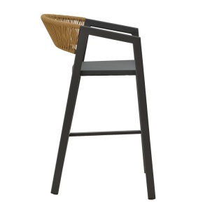 Taburet de exterior, Model Phoenix, culoare natural si antracit, rattan si textil, 53x58x103 cm - Img 10