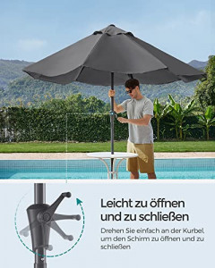 Umbrela pentru terasa, Songmics, Gri, 300x240 cm - Img 3