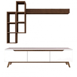 Ansamblu Comoda TV M16-804 Alb-Walnut - Img 10