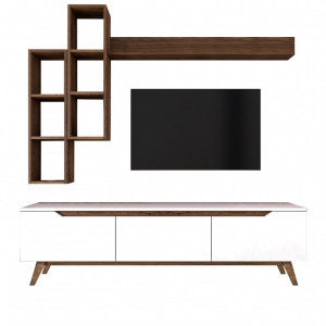 Ansamblu Comoda TV M16-804 Alb-Walnut - Img 7