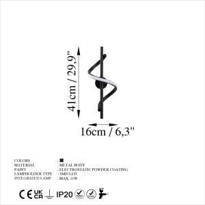 Aplica Likma Negru 16x41x25 cm - Img 6