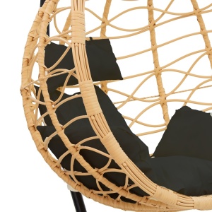 Balansoar de gradina, Model Hudson, culoare negru, metal si poliratan, 109x119x195 cm - Img 13