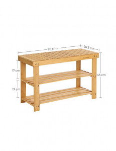 Banca cu suport pantofi Model Isabelle, Natural, 28.5x70x45 cm - Img 6