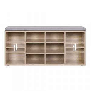 Banca cu suport pantofi Model Kace, Natural / Gri, 104x30x48 cm - Img 5