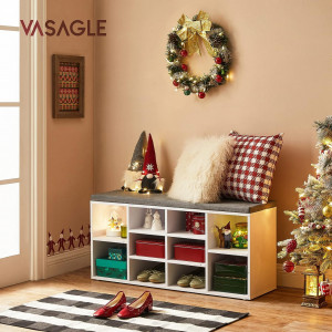 Banca cu suport pantofi Model Ryleigh, Alb, 104x30x48 cm