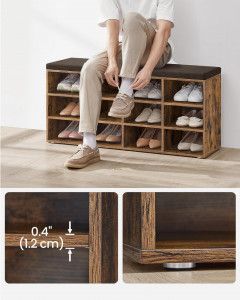 Banca cu suport pantofi Model Wesson, Maro, 104x30.3x48 cm - Img 6