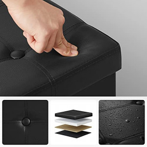 Banca hol tip Cufar Model Rayne, Negru, 76x38x38 cm - Img 7