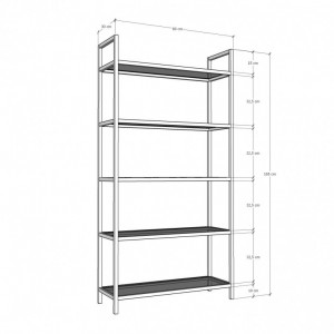 Biblioteca Model K101, Auriu, 80x30x165 cm - Img 7