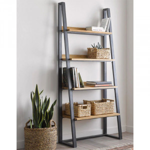 Biblioteca Pako World, Model Ryder, 75x36x185 cm, Negru/Nuc - Img 2