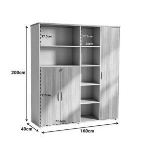 Bibliotecă Stark cu 3 uși, Stejar/Bej, 160 x 40 x 200 cm - Img 4