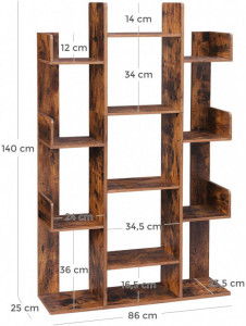 Biblioteca Vasagle, Model Jacob, 86x25x140 cm, Maro Rustic - Img 7