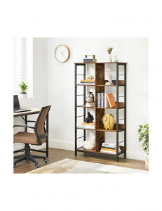 Biblioteca Vasagle, Model Lainey, 80x33x149 cm, Maro Rustic/Negru - Img 3