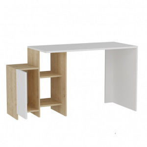 Birou cu Biblioteca Pako World, model Kely, 113x74x55 cm, Alb/Stejar - Img 4