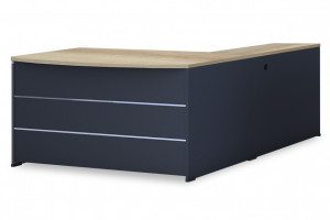 Birou de Colt Pako World, model Lotus, 180x75x160 cm, Antracit/Stejar - Img 2