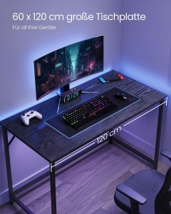 Birou Gaming Vasagle, model Miriam, 120x60X75 cm, Negru - Img 5
