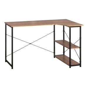 Birou pe colt Model Merlin, Stejar/Negru, 120x73x75 cm - Img 1