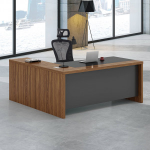 Birou pe colt reversibil Oscar nuc - carbune 200x188,6x76cm - Img 3
