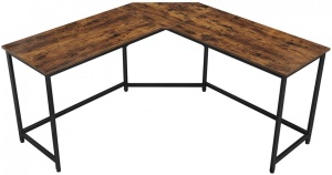 Birou pe Colt Vasagle, model Donald, 149x75x149 cm, Maro Rustic/Negru - Img 1