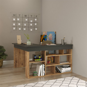 Birou Rosaline Oak - Walnut 120x129x72 cm - Img 4