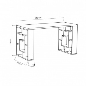 Birou Salvador, model Maze, 140x75x60 cm, Alb/Stejar - Img 3