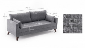 Canapea 3 Locuri Bella Sofa For 3 Pr Gri - Img 6