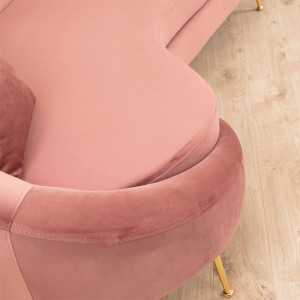 Canapea 3 locuri PWF-0574 dreapta material textil roz 255x120x85cm - Img 3