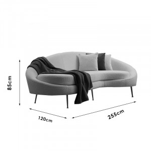 Canapea 3 locuri PWF-0589 material textil crem 255x120x85cm - Img 4