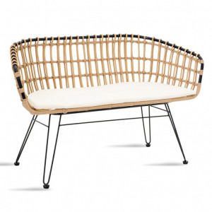 Canapea de Gradina Naoki Negru - Natural 120x55x79 cm