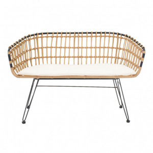 Canapea de Gradina Naoki Negru - Natural 120x55x79 cm - Img 2
