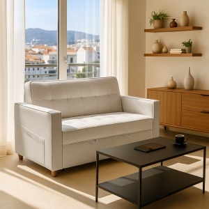 Canapea Extensibila 2 Locuri Commit, gri bej, 142x93x90 cm