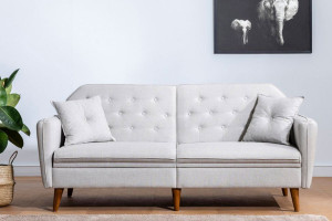 Canapea extensibila 3 locuri PWF-0179 material textil de culoare crem 202x82x83cm - Img 3
