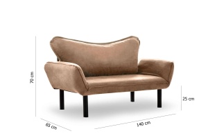 Canapea extensibila cu 2 locuri Model Chatto, Maro deschis - Img 7