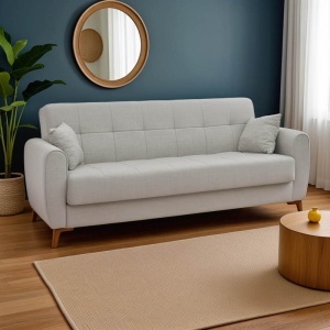 Canapea Extensibila Lincoln, gri deschis, 3 locuri, 225x75x85 cm