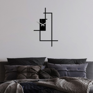 Ceas de perete decorativ din metal Corner Negru 49x30 cm - Img 3