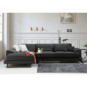 Coltar dreapta PWF-0503 catifea antracit - negru 308x190x100/92cm - Img 2