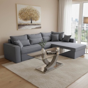 Coltar Reversibil Venzie, gri, 283x214x83 cm - Img 2