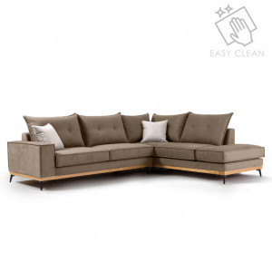 Coltar Stanga Luxury II Mocha - Crem - Negru 290x235x90 cm - Img 1