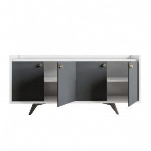 Comoda Model Bled, Antracit/Alb, 150x40x75 cm - Img 3