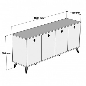 Comoda Model Elite, Nuc/Negru marmorat, 180x45x80 cm - Img 5