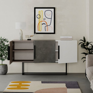 Comoda Model Estella, Bej/Alb, 150x42x79 cm - Img 3